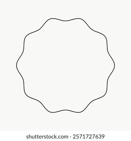 Minimalist wavy circle frame, isolated vector. Simple, elegant design with smooth, flowing lines. Perfect for modern, clean aesthetics. Simple black line art doodle vector.