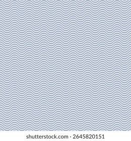 Minimalist Wavy Line Seamless Pattern, Simple Abstract Blue and White Ripple Texture Vector Background
