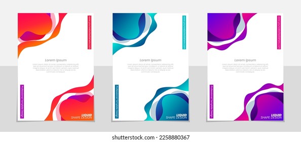 Minimalist wavy posters. Brochure in A4. fluid wavy background. Poster business template. Flyer in A4. Design template for flyer, leaflet, brochure. Vector brochure design template. 