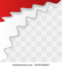 Minimalist Wavy Realistic Indonesia Independence Day Corner. Set Red White Corner Design