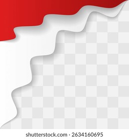 Minimalist Wavy Realistic Indonesia Independence Day Corner. Set Red White Corner Design