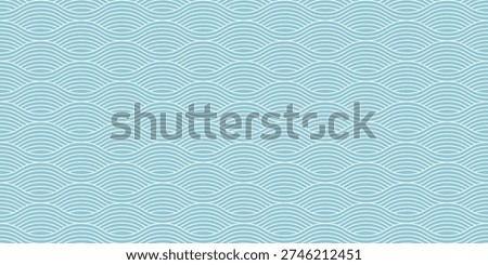 Minimalist wavy seamless pattern background. Blue water curve wave line. Chinese and Japanese traditional oriental blue texture. Asian ornament. Repeat texture for wallpaper. Vector illustration