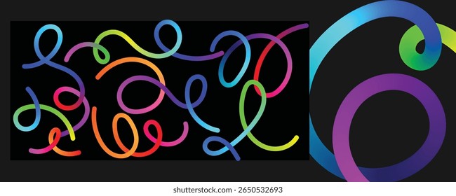 Minimalist Wavy Swirl Vector Background Set.EpS10