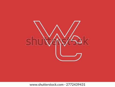 Minimalist WC Letter Logo Monogram. Modern geometric logo combining two letter