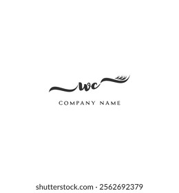 Minimalist WC Logo Design with Abstract Feather Element