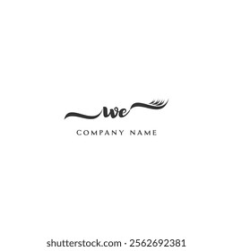 Minimalist WE Logo Design with Abstract Feather Element