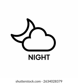 Minimalist Weather Icon Cloud and Moon for Night Forecast