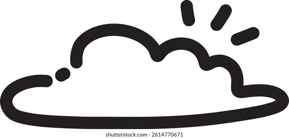 Minimalist Weather Icon Set Vector: Cloudy Sunshine Line Art Illustration