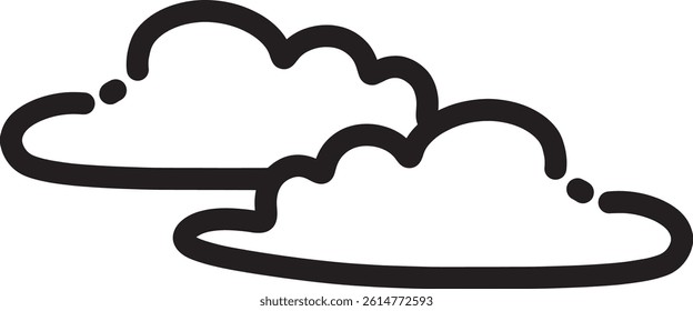 Minimalist Weather Icon Set Vector: Cloudy Line Art Illustration