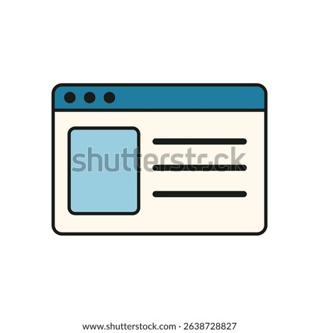 Minimalist Web Browser Interface with Sidebar Image and Three Horizontal Text Lines