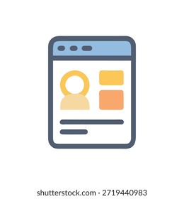 Ein minimalistisches Webseitendesign, das Kontodetails mit einem flachen, sauberen Stil mit einem Avatar und Inhaltsblöcken für die Informationsanzeige zeigt.