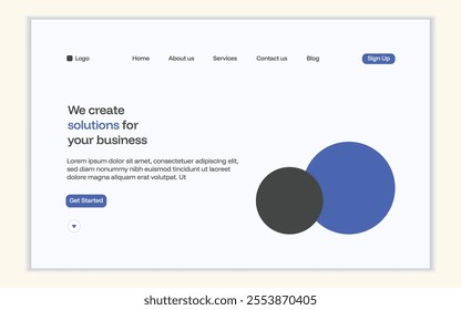 Minimalist Website Design with Blue and Gray Circles