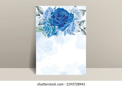 Minimalist wedding card template with floral and watercolor splash concept