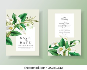 Minimalist wedding invitation with cala lily design