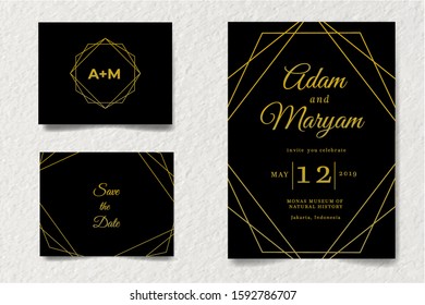 minimalist wedding invitation card simple elegant abstract vintage retro frame decoration vector illustration 