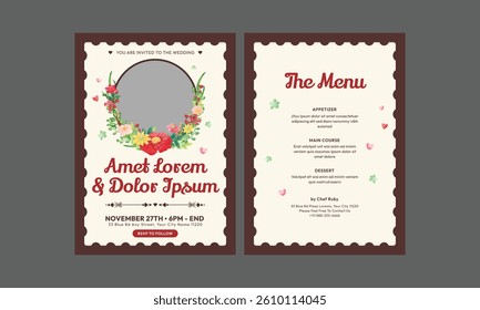 Minimalist wedding invitation card template design