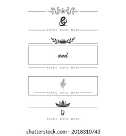 Monogramas de boda minimalistas conjunto de diseño aislado en fondo blanco