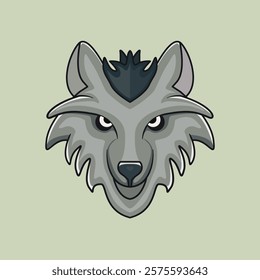 Minimalist Werewolf Face Vector Illustration in Flat Design Style - Clean Lines and Neutral Palette