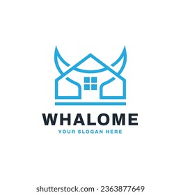 Minimalist Whale House Logo Vector Icon Illustration