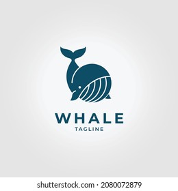 minimalist whale logo icon vintage vector illustration design