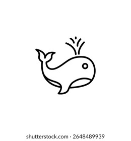Minimalist Whale Symbol With Water Spout Isolated On White Canvas