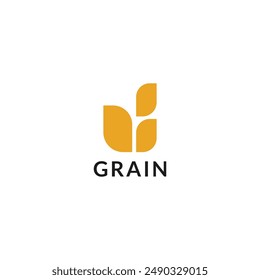 Minimalist wheat grain logo vector illustration