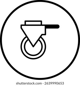 Minimalist wheel and axle icon with geometric shapes for industrial applications