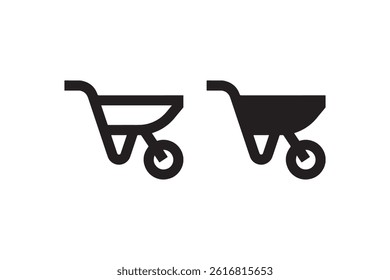 Minimalist wheelbarrow icon for construction use Vector
