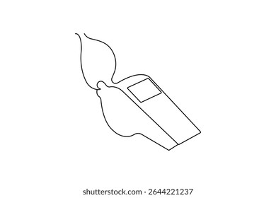 Minimalist whistle one line drawing isolated outline vector illustration
