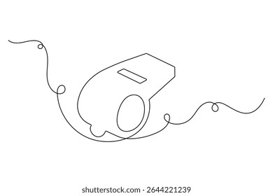 Minimalist whistle one line drawing isolated outline vector illustration