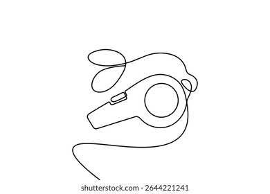 Minimalist whistle one line drawing isolated outline vector illustration