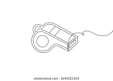 Minimalist whistle one line drawing isolated outline vector illustration