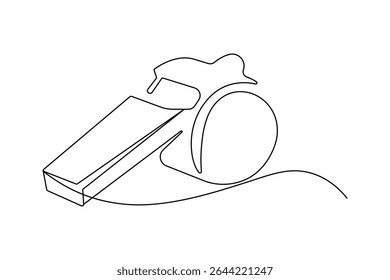 Minimalist whistle one line drawing isolated outline vector illustration