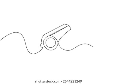 Minimalist whistle one line drawing isolated outline vector illustration