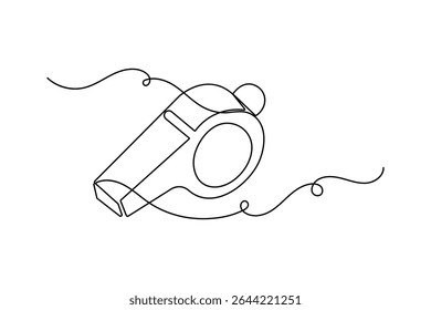 Minimalist whistle one line drawing isolated outline vector illustration