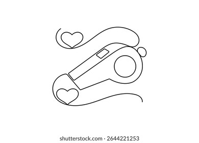 Minimalist whistle one line drawing isolated outline vector illustration