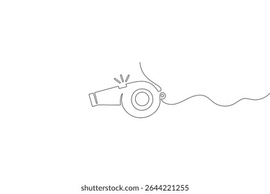 Minimalist whistle one line drawing isolated outline vector illustration
