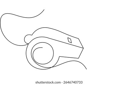Minimalist whistle one line drawing isolated outline vector illustration