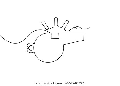 Minimalist whistle one line drawing isolated outline vector illustration