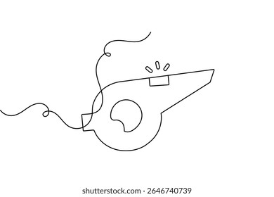 Minimalist whistle one line drawing isolated outline vector illustration