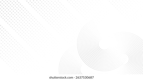 Minimalist White Abstract Background with Concentric Rings and Subtle Dots for Modern Design Aesthetics, Ideal for Presentations and Digital Layouts