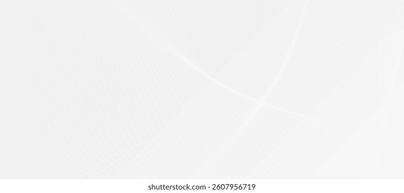 Minimalist White Abstract Background with Curved Lines. Elegant abstract vector white waves lines