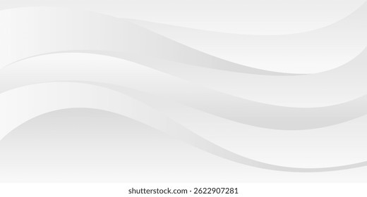 Plano de fundo abstrato branco minimalista com formas suaves de ondas curvas e sutis gradientes cinza. Perfeito para apresentações de negócios, sites corporativos, folhetos e modelos de design modernos.