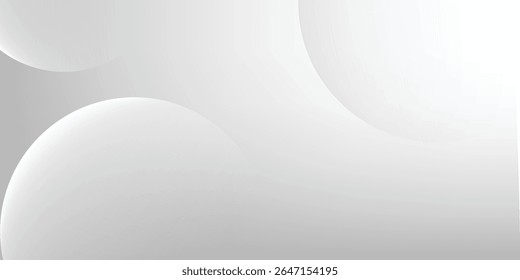 minimalist white abstract background featuring overlapping curves and circular shapes in various shades of gray, creating a smooth gradient and subtle depth
