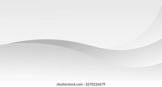 Fondo abstracto blanco minimalista con suaves Formas onduladas curvas y sutiles Gradientes grises. Perfecto para presentaciones de negocios, Sitios web corporativos, volantes y póster moderno