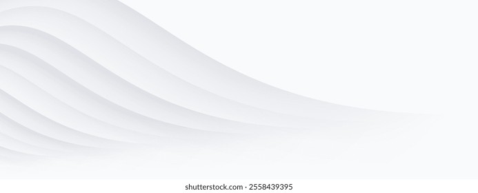 Minimalist White Abstract Background with Soft Wave Lines for Elegant Design