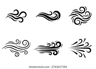 Minimalist White Air Flow Wind Gust Line Art Graphic On Transparent Background PNG