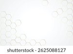 Minimalist white background with delicate golden hexagon outlines clustered on the sides, creating elegant negative space. Perfect for luxury branding, wedding designs, or sophisticated layouts.