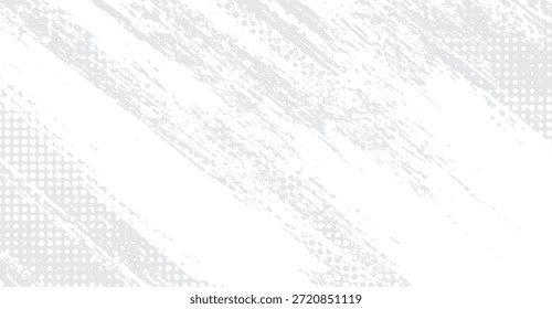 Um fundo branco minimalista apresenta traçados de pincel diagonal cinza com uma sutil sobreposição de pontos de meio-tom, criando um fundo artístico angustiado e texturizado perfeito para gráficos modernos