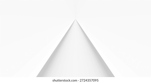 A minimalist white background featuring a central, soft-shaded 3D triangular peak.